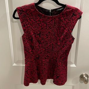 Red Floral Peplum Blouse